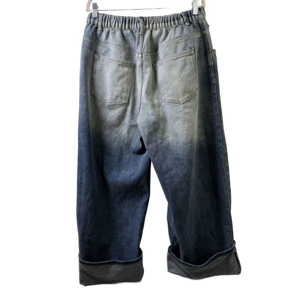 High Rise Blue Jeans with Peace Patch - Picture 3 of 9